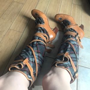 Vivienne Westwood Tall Plaid Strappy Boots